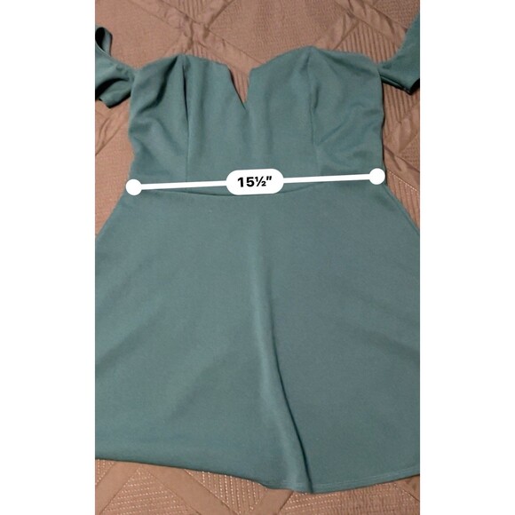 Charlotte Russe Dress Off Shoulder Flutter Sleeves Emerald Green Women’s Size XL - Picture 7 of 7